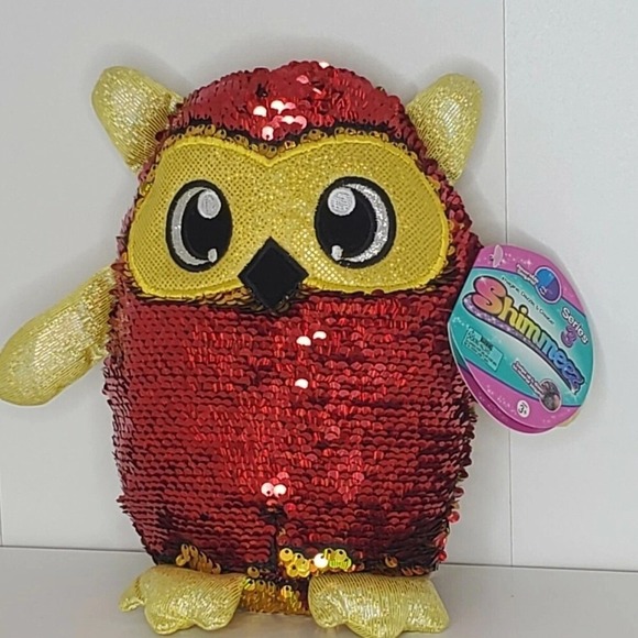 Shimmeez Series 3 Flip Sequin Plush Owl Toy Stuffed Animal Gold to Red - Picture 2 of 9